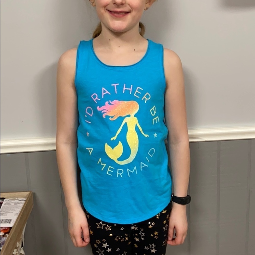 Bright blue Girls size 10 mermaid Tank Top New